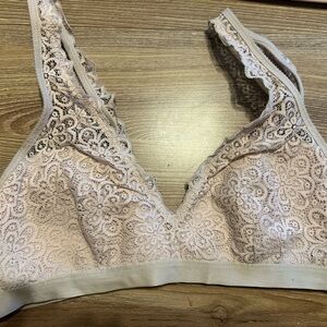 Aerie Lace Bralette in Soft Beige/dusty pink